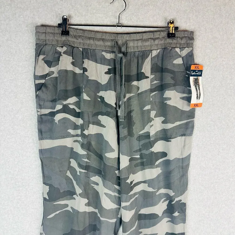 New Splendid Womans Sz XXL Jogger Pants Gray Camo Pull On Comfort Stretch NWT - Picture 4 of 11